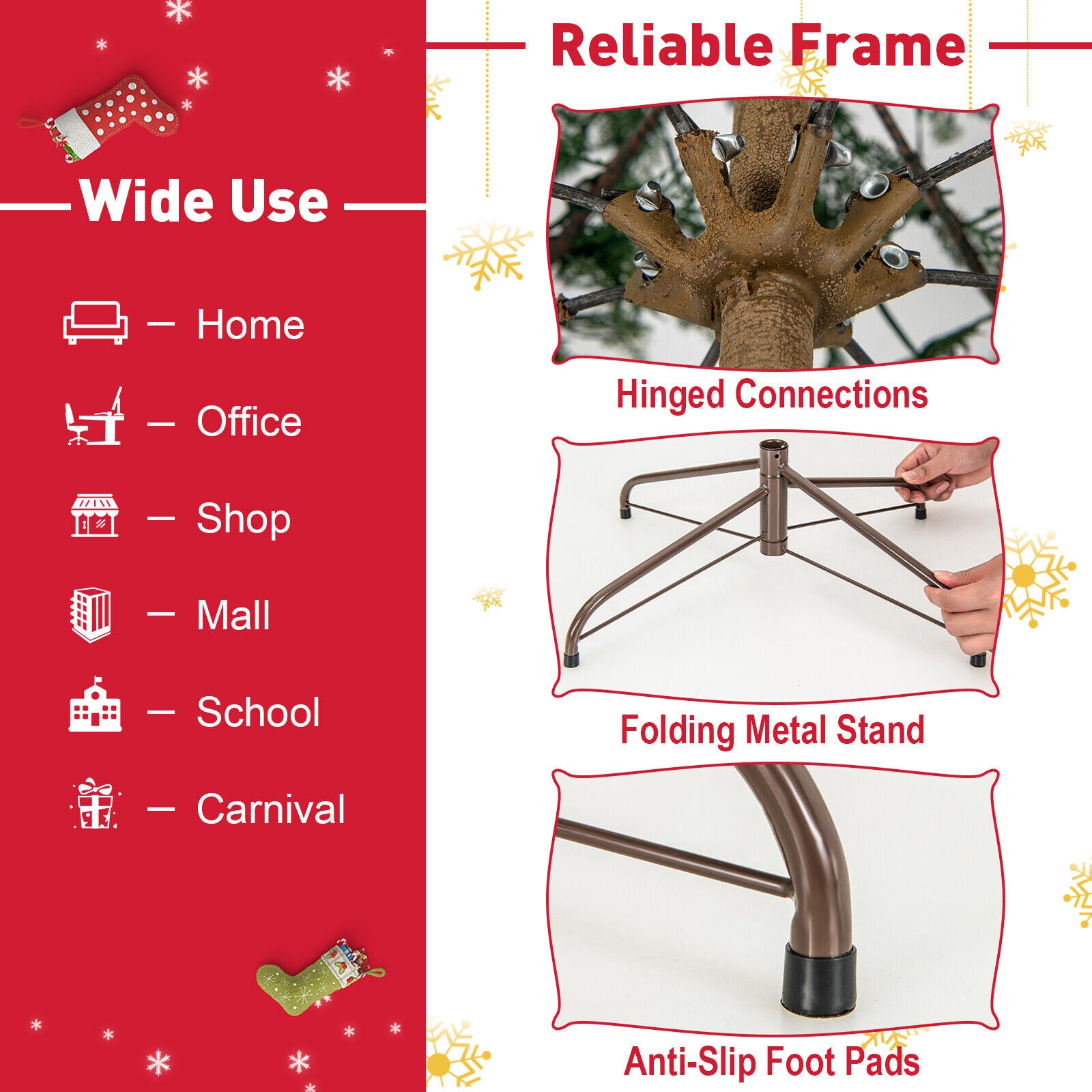 6.5/7.5 Ft Artificial Cypress Christmas Tree Pre-Lit Hinged Christmas Tree at Gallery Canada