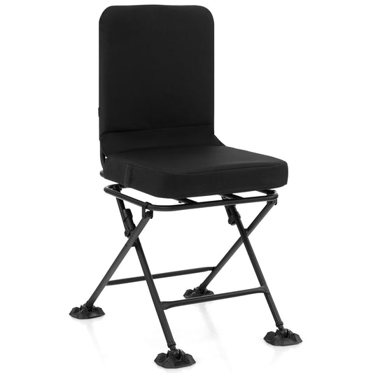 Swivel Folding Chair With Backrest, Padded Cushion, Black Camping Furniture Black at Gallery Canada