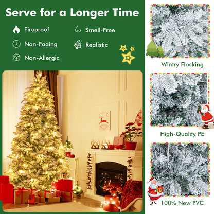 7 Ft Flocked Christmas Tree With Warm White LED Lights, White Christmas Tree at Gallery Canada