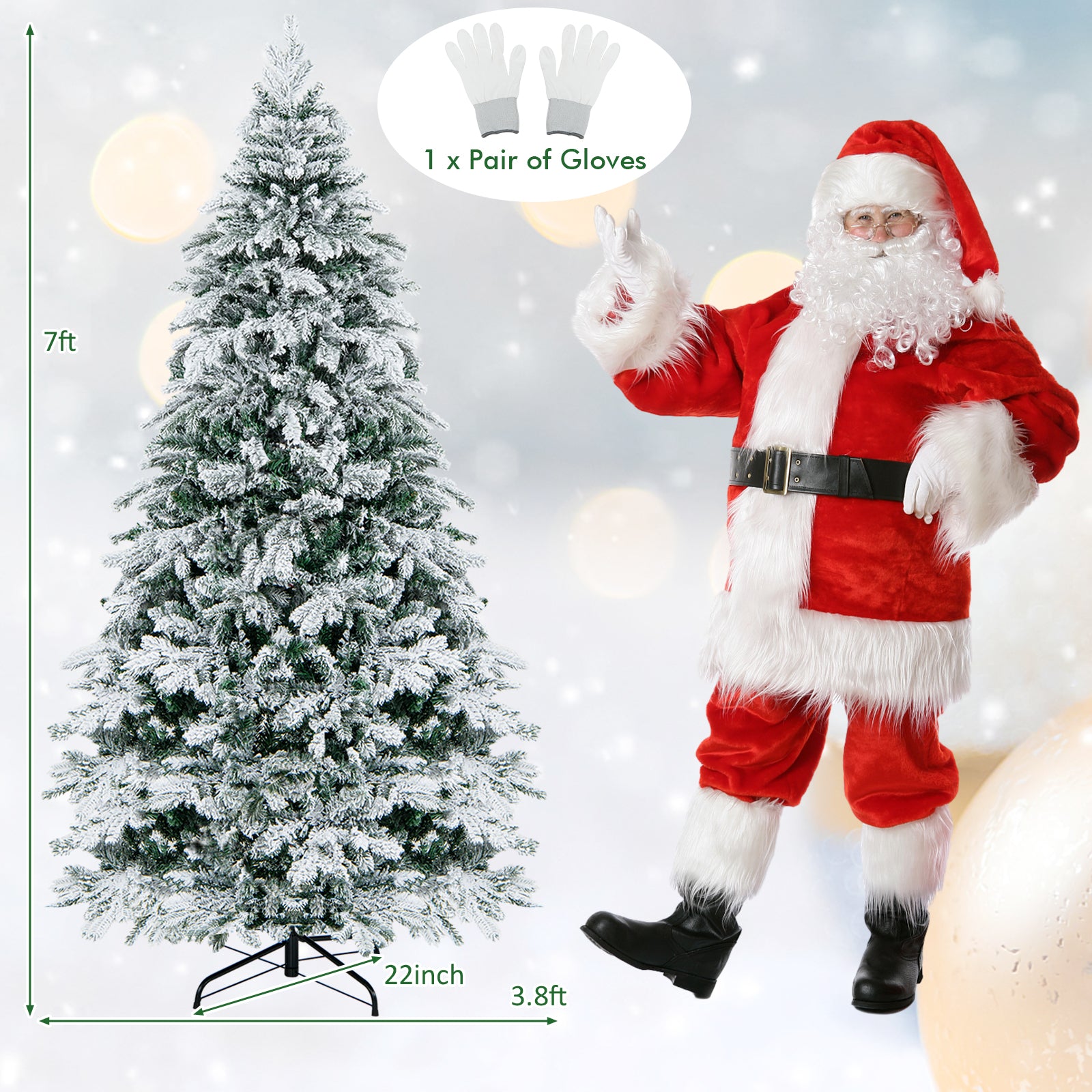 7 Ft Flocked Christmas Tree With Warm White LED Lights, White Christmas Tree at Gallery Canada