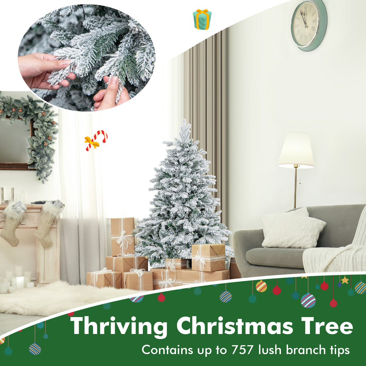 Flocked Christmas Tree With Warm White LED Lights, 4.5 ft, White Christmas Tree at Gallery Canada