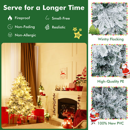Flocked Christmas Tree With Warm White LED Lights, 4.5 ft, White Christmas Tree at Gallery Canada