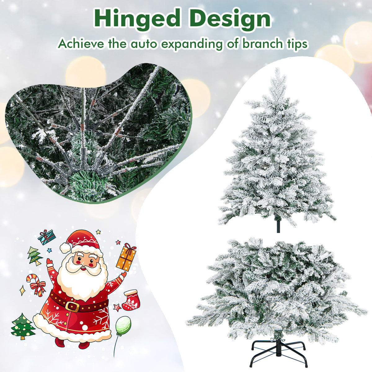 Flocked Christmas Tree With Warm White LED Lights, 4.5 ft, White Christmas Tree at Gallery Canada