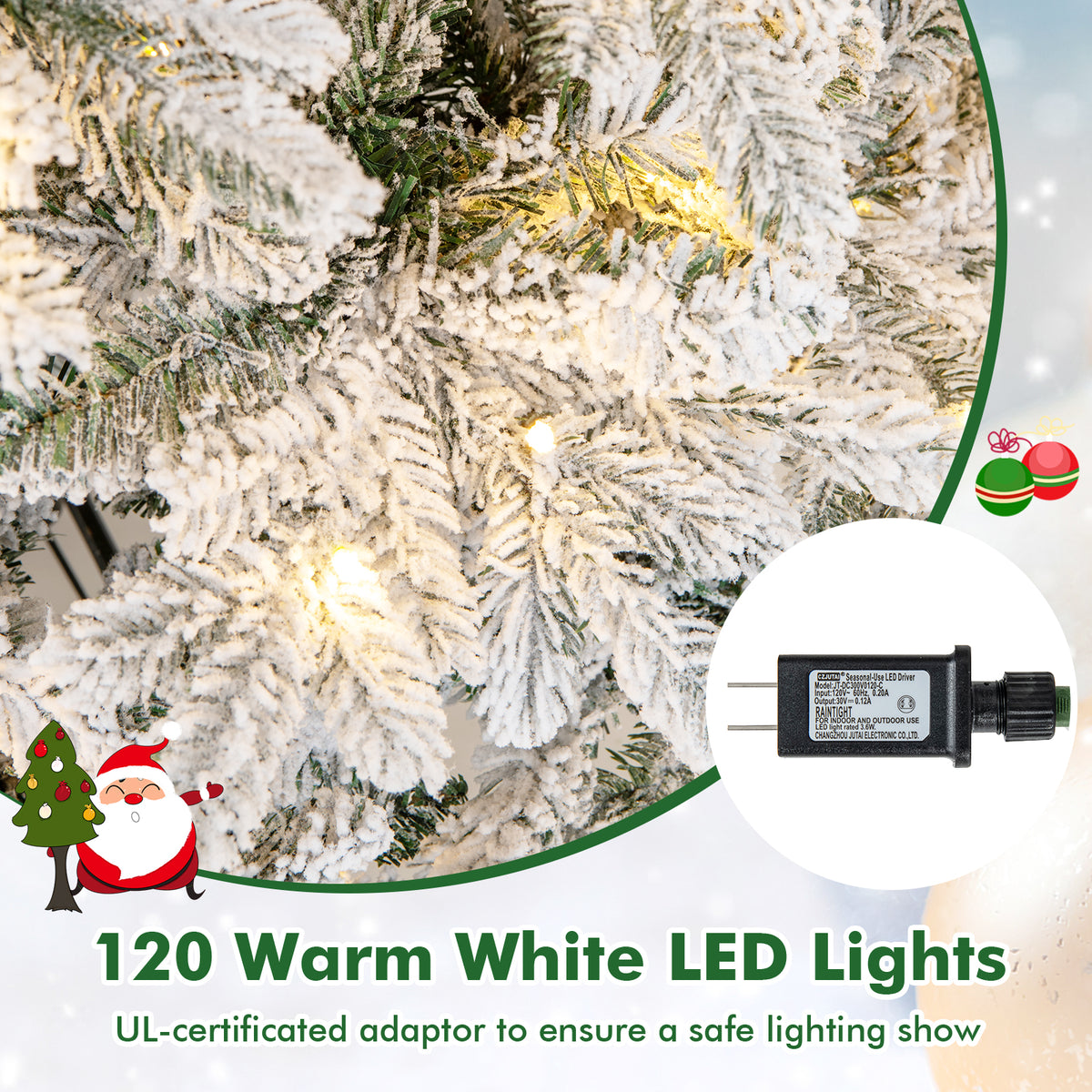 Flocked Christmas Tree With Warm White LED Lights, 4.5 ft, White Christmas Tree at Gallery Canada