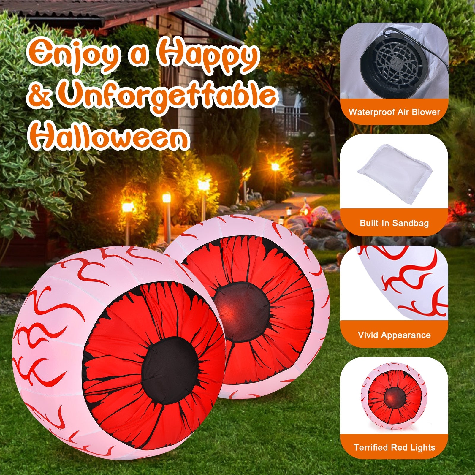 2 Pack 3 Feet Halloween Inflatable Eyeballs, Red Halloween at Gallery Canada