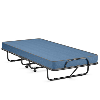 Guest Bed With Steel Frame, Memory Foam Mattress, Navy Folding Beds at Gallery Canada