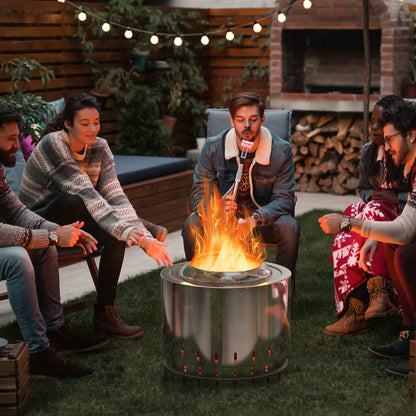 Stainless Steel Fire Pit With Ash Pan, Silver Fire Pits at Gallery Canada