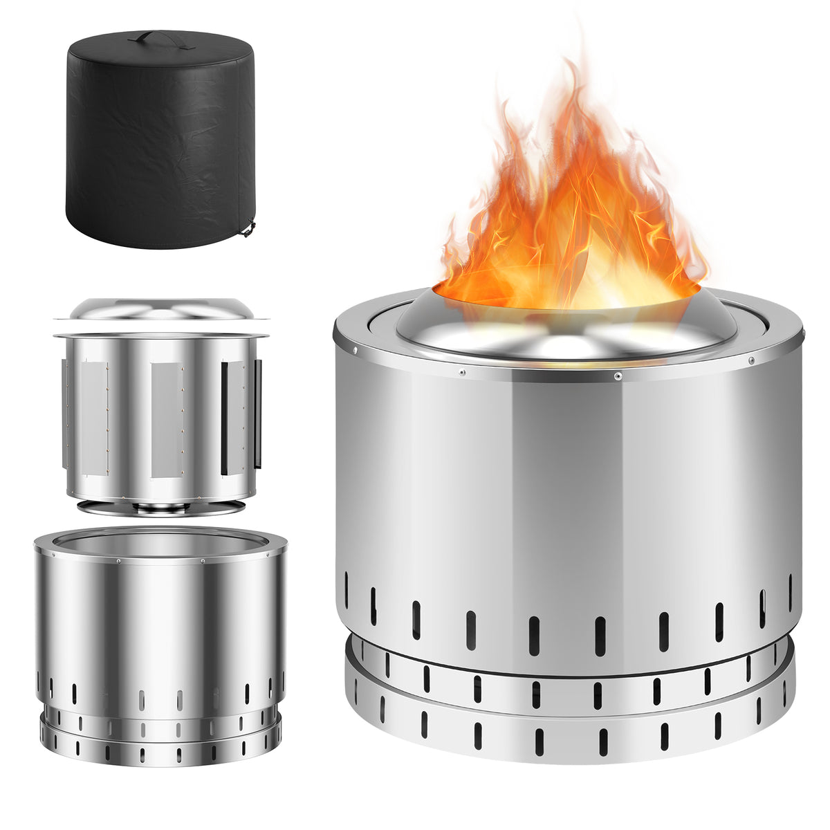 Stainless Steel Fire Pit With Ash Pan, Silver Fire Pits at Gallery Canada