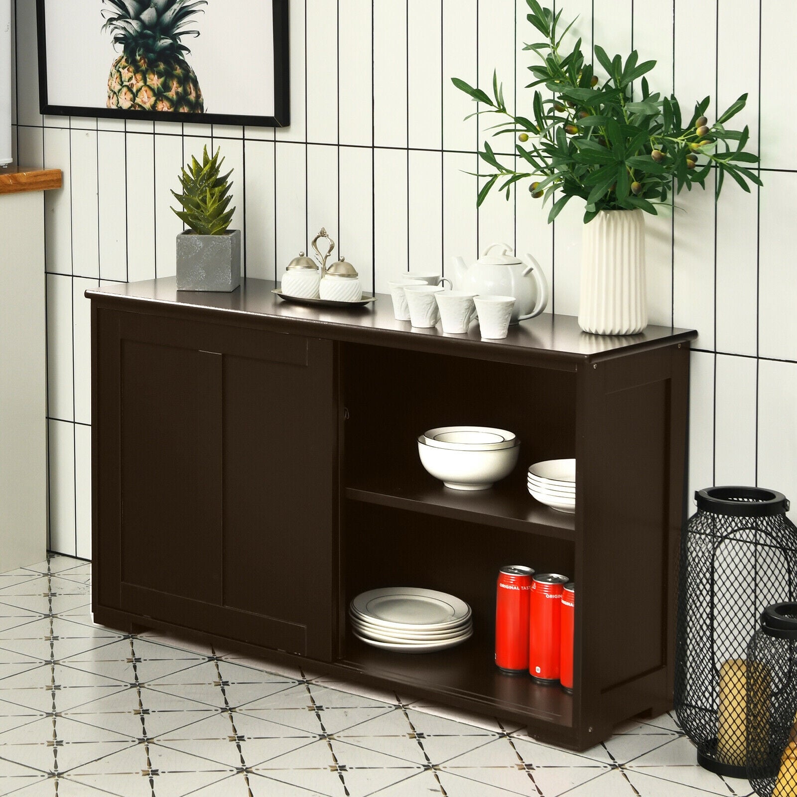 Kitchen Storage Cabinet, Wood Sliding Door, Brown Sideboards Cabinets & Buffets at Gallery Canada