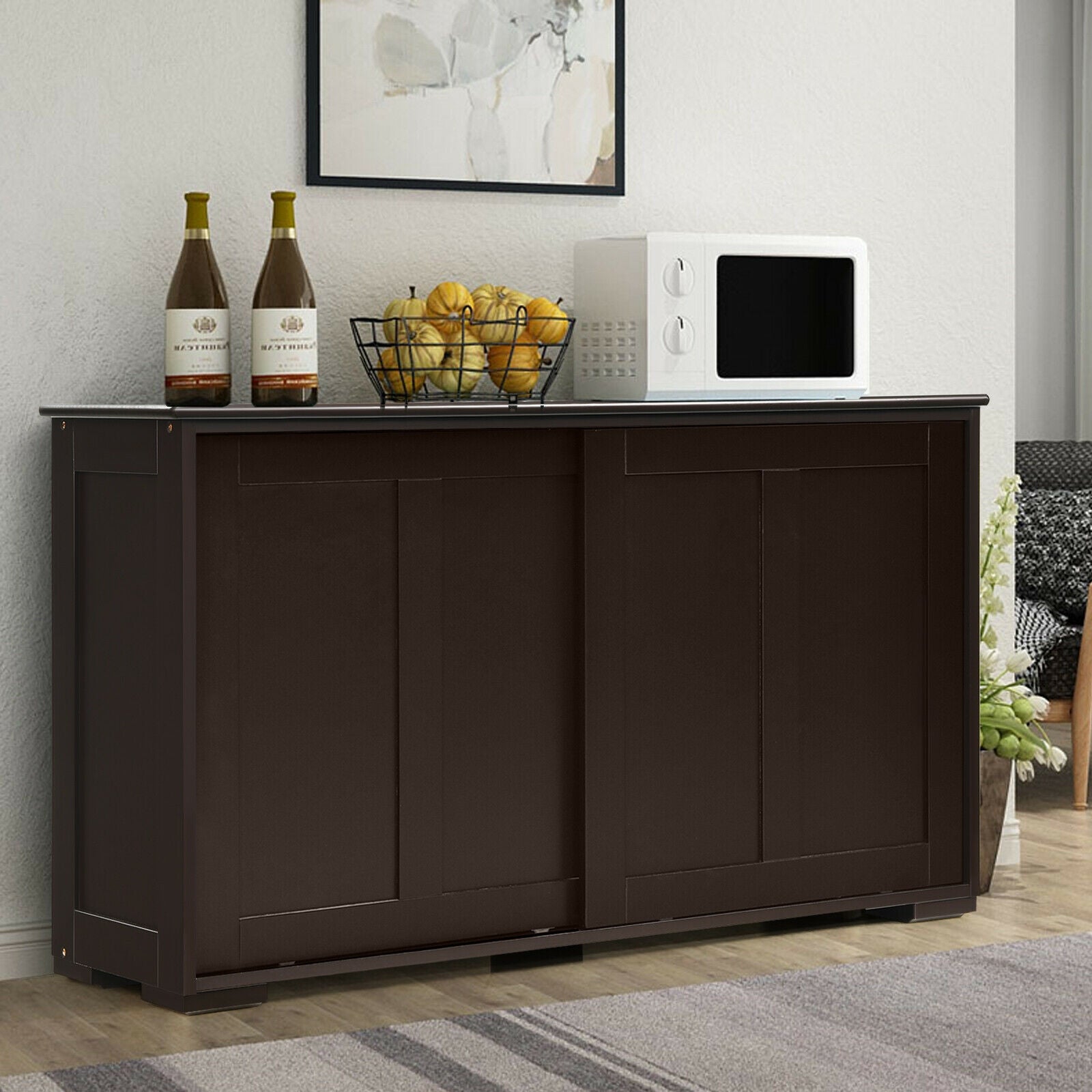 Kitchen Storage Cabinet, Wood Sliding Door, Brown Sideboards Cabinets & Buffets at Gallery Canada