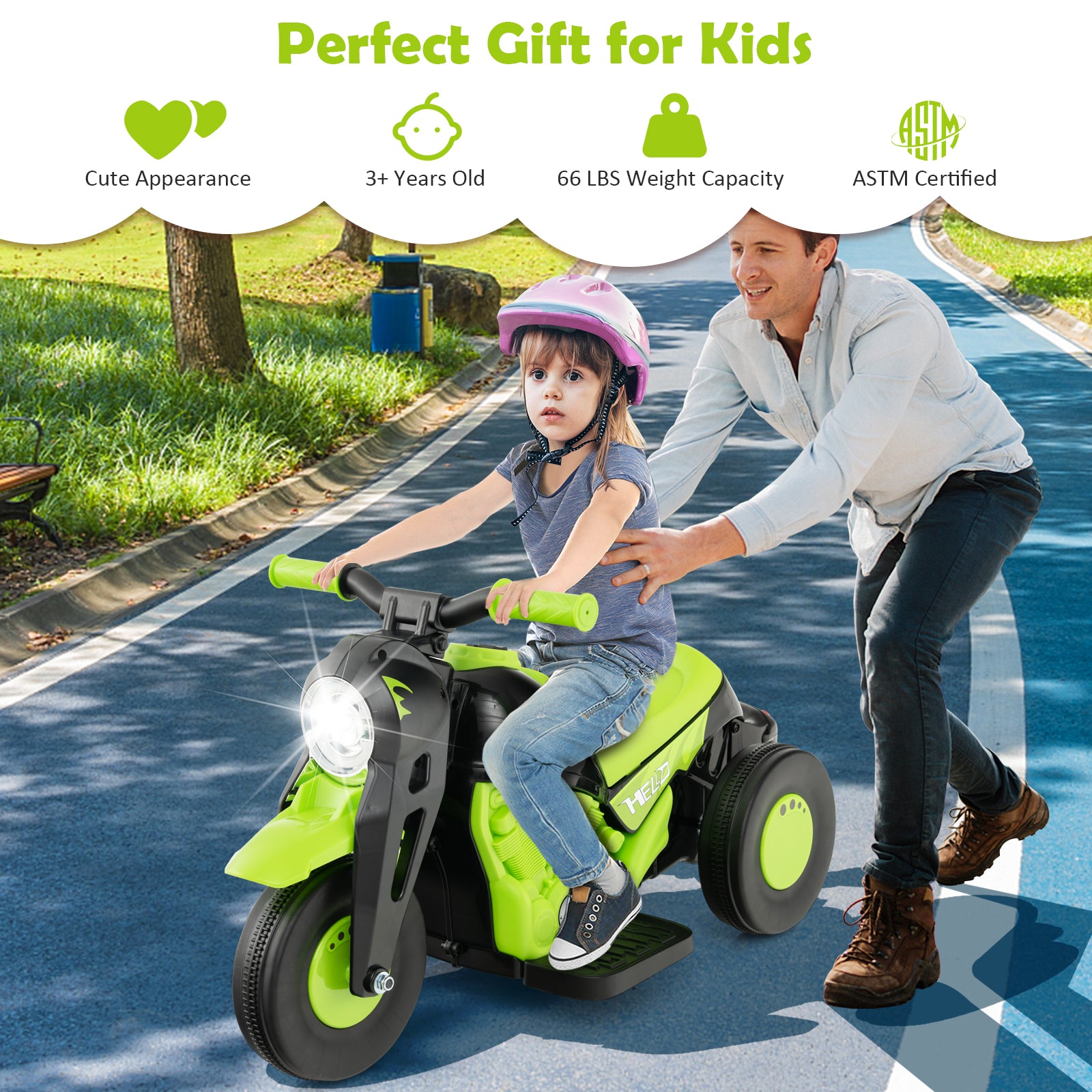 6V Kids Electric Ride On Motorcycle, Green Powered Ride On Toys at Gallery Canada