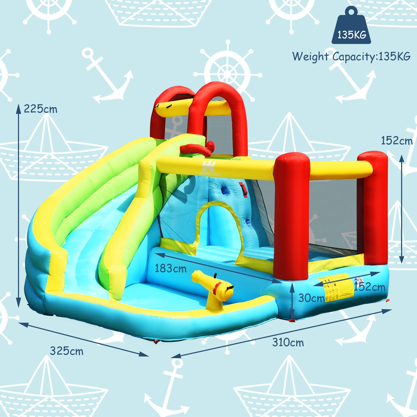 6-in-1 Inflatable Bounce House with Climbing Wall, Basketball Hoop, Multicolor Bounce House at Gallery Canada