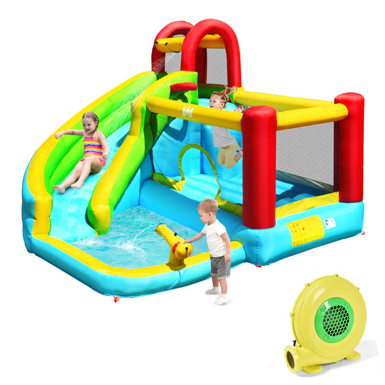 6-in-1 Inflatable Bounce House with Climbing Wall, Basketball Hoop, Multicolor Bounce House at Gallery Canada