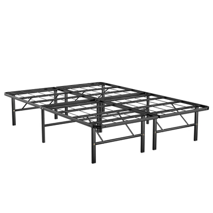 Foldable Metal Platform Bed, Full Size, Tool-Free Assembly, Black Simple Bed Frame at Gallery Canada