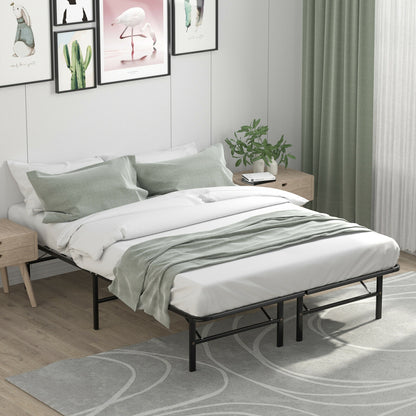Queen Size Foldable Metal Platform Bed, Tool-Free Assembly, Black Simple Bed Frame at Gallery Canada