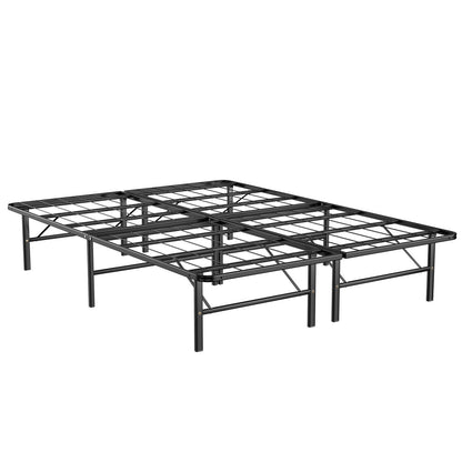 Queen Size Foldable Metal Platform Bed, Tool-Free Assembly, Black Simple Bed Frame at Gallery Canada