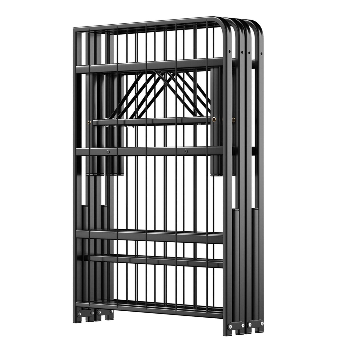 Queen Size Foldable Metal Platform Bed, Tool-Free Assembly, Black Simple Bed Frame at Gallery Canada