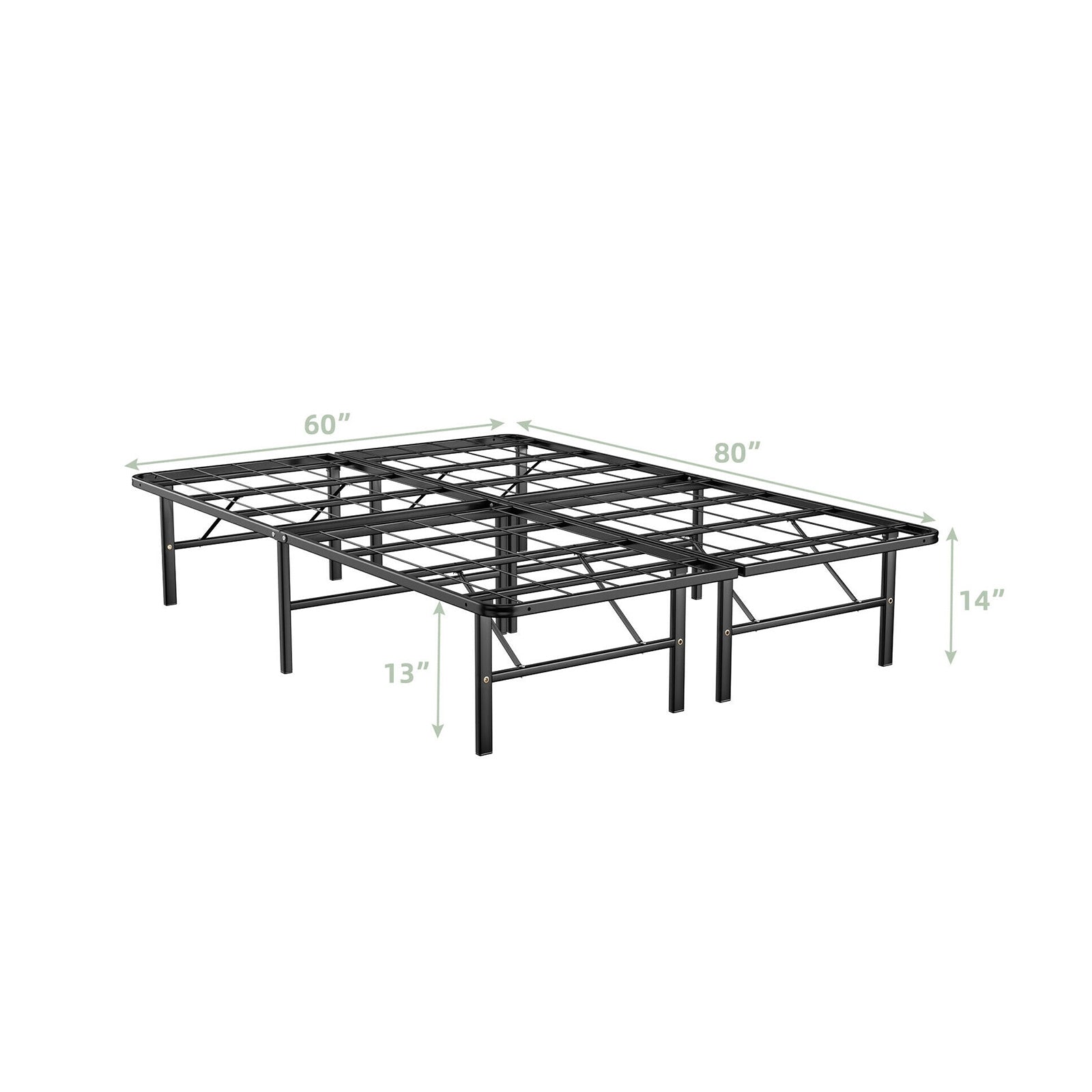 Queen Size Foldable Metal Platform Bed, Tool-Free Assembly, Black Simple Bed Frame at Gallery Canada