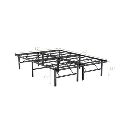 Queen Size Foldable Metal Platform Bed, Tool-Free Assembly, Black Simple Bed Frame at Gallery Canada