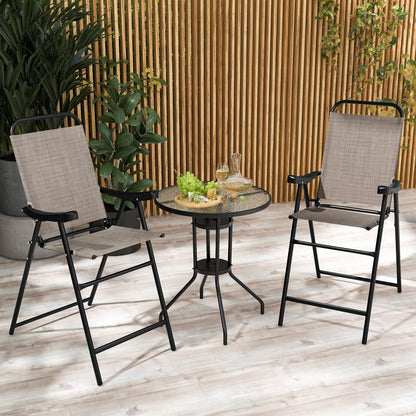 Patio Folding Bar Stool Set, Metal Frame With Footrest, Coffee Patio Bar Furniture at Gallery Canada