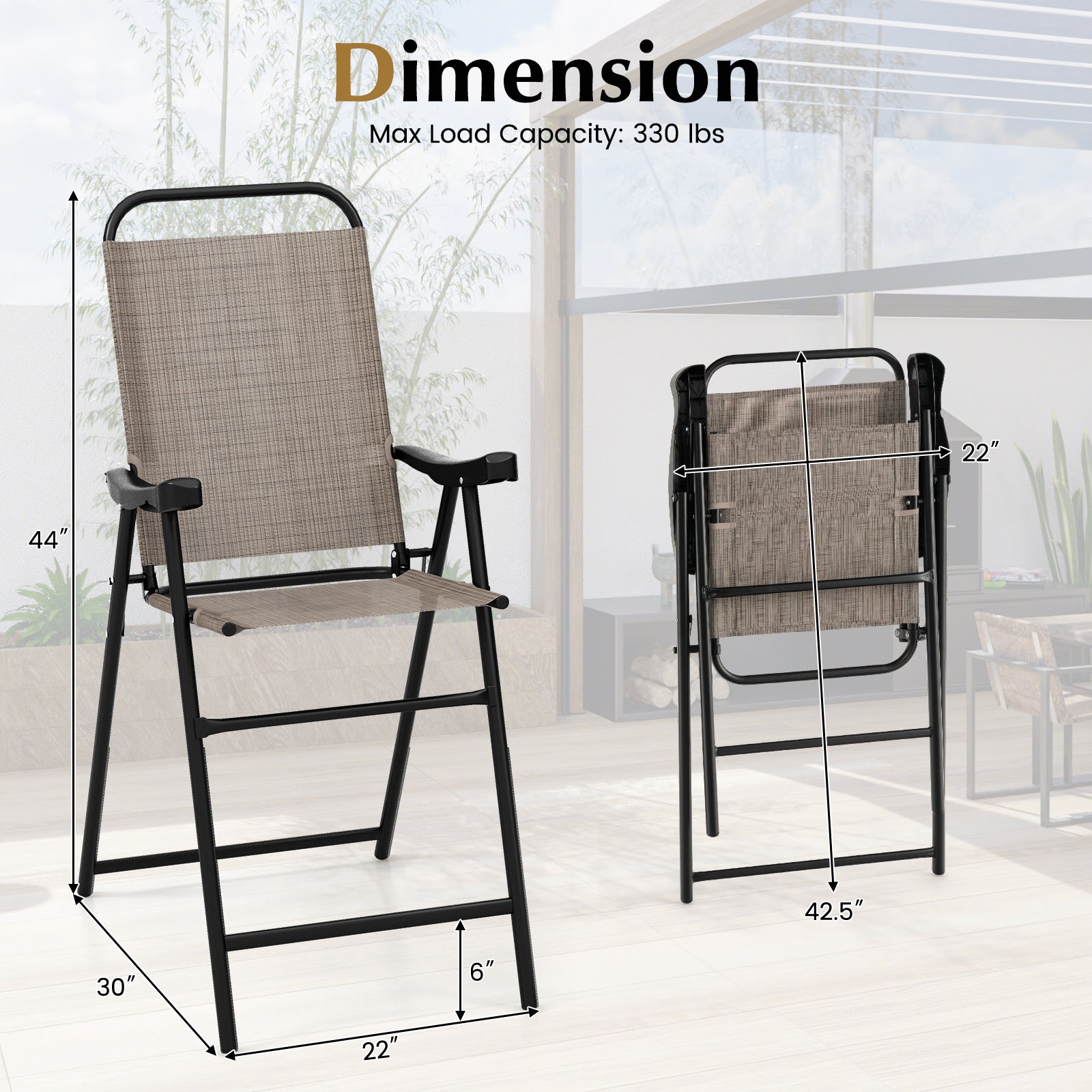 Patio Folding Bar Stool Set, Metal Frame With Footrest, Coffee Patio Bar Furniture at Gallery Canada