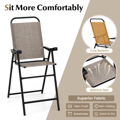 Patio Folding Bar Stool Set, Metal Frame With Footrest, Coffee Patio Bar Furniture at Gallery Canada