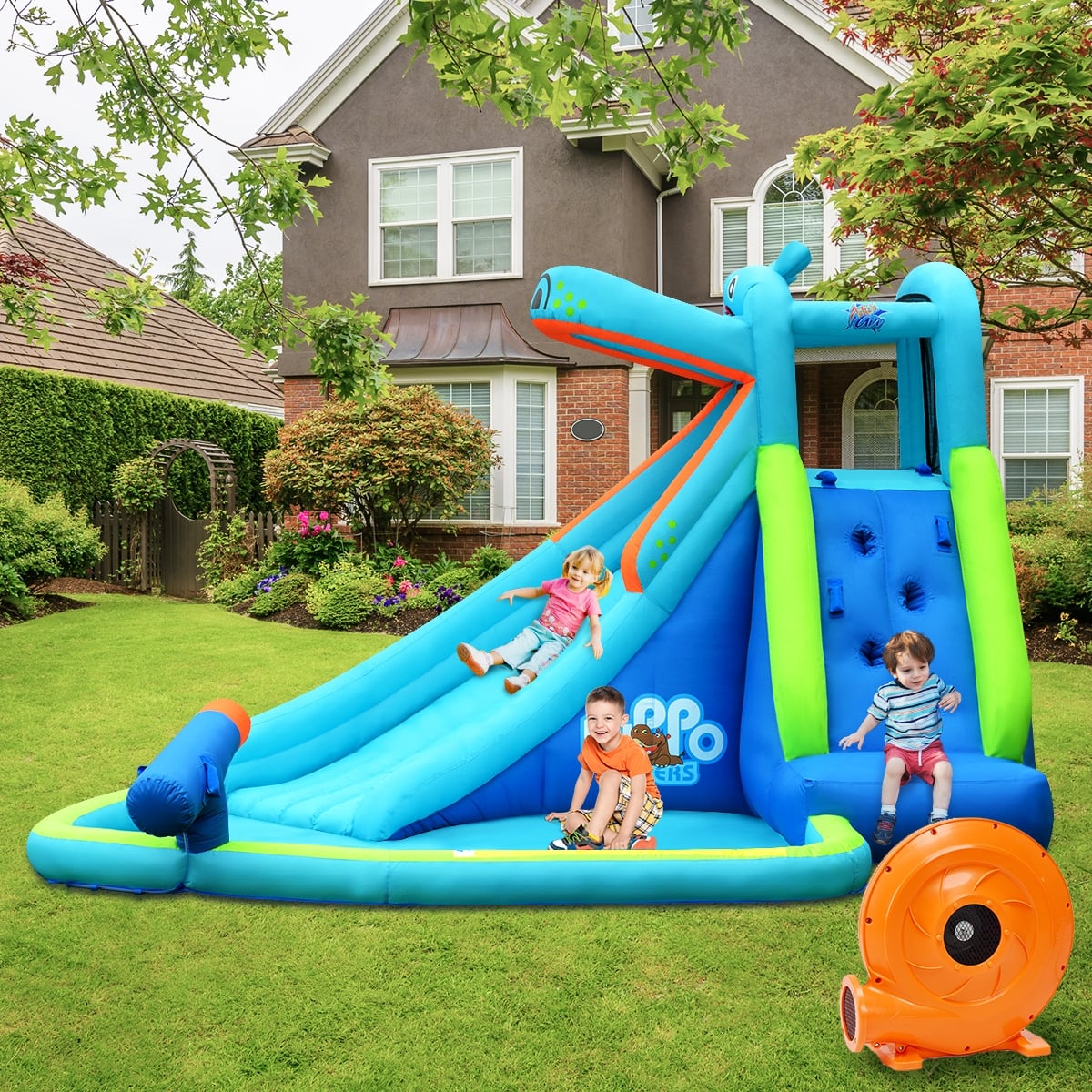 Inflatable Water Slide Bounce House, 740W Blower, Blue Bounce House at Gallery Canada
