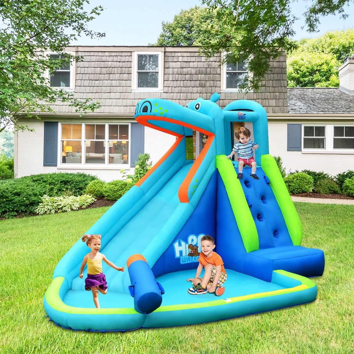 Inflatable Water Slide Bounce House, 740W Blower, Blue Bounce House at Gallery Canada