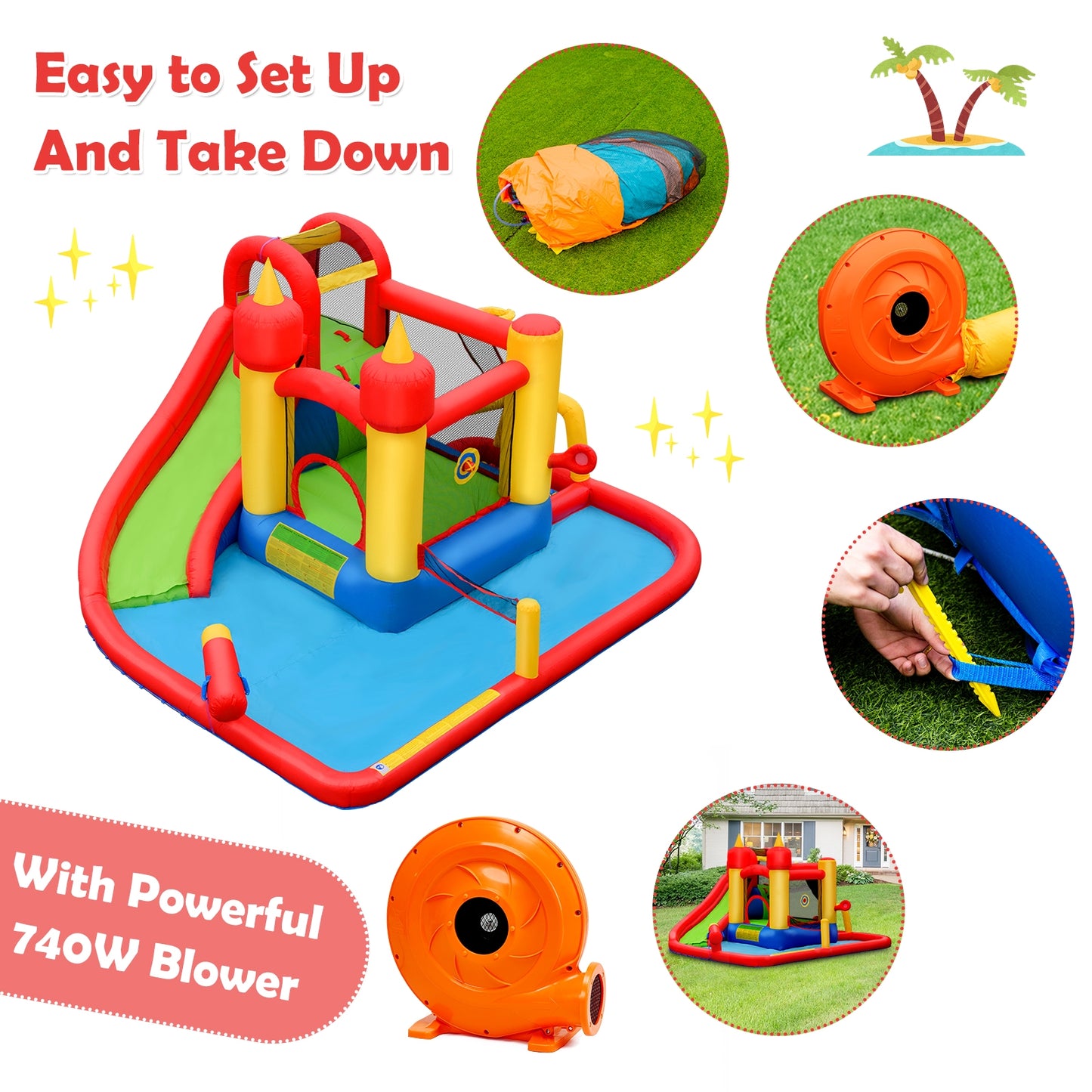 Inflatable Blow Up Water Slide Bounce House with 740W Blower Bounce House at Gallery Canada