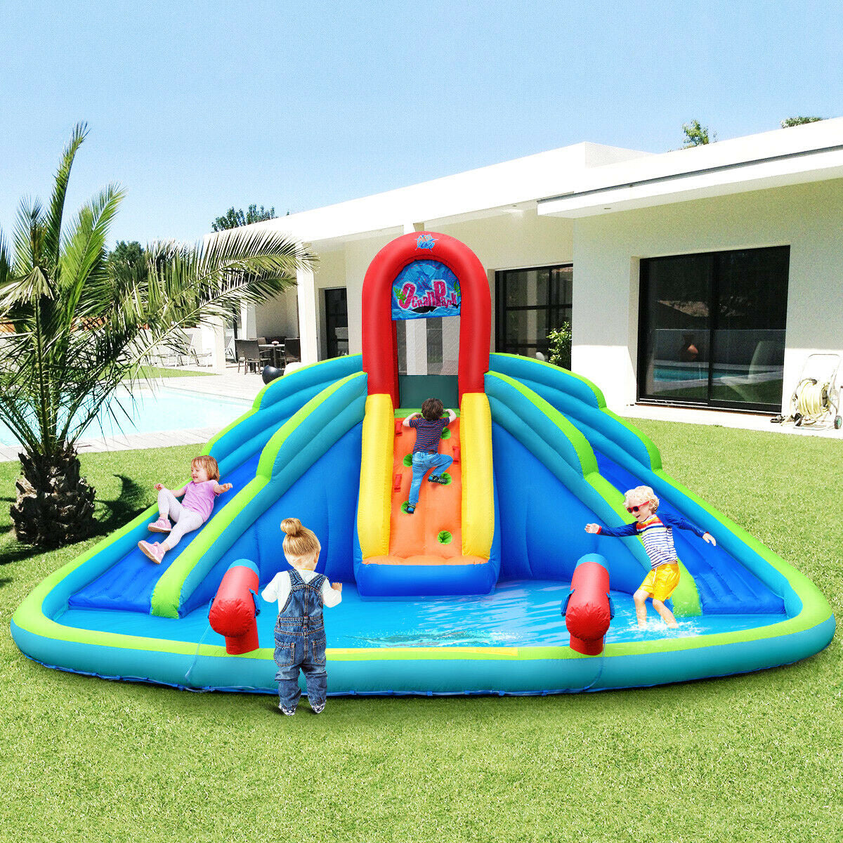 Inflatable Water Slide Bounce House With Mighty Splash Pool, Blue Bounce House at Gallery Canada