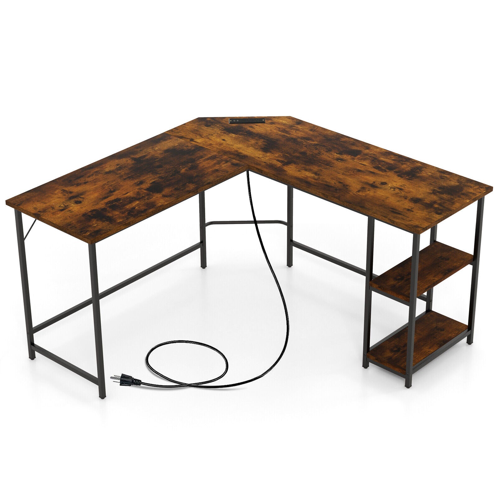 L Shaped Computer Desk With Outlets And USB Ports, Brown L-Shaped Desks at Gallery Canada