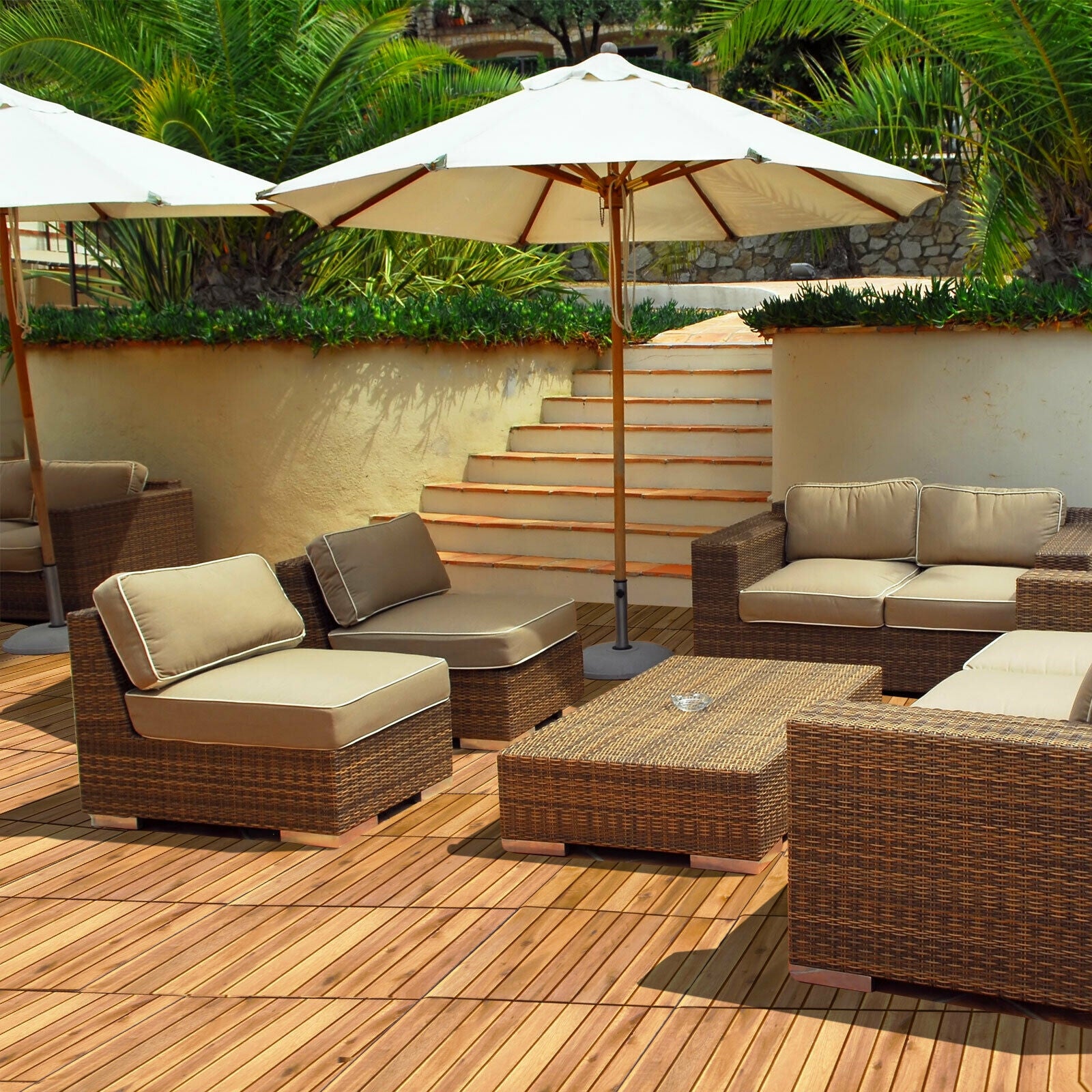 27 Pieces Interlocking Acacia Wood Patio Deck Tile, Natural Decorative Fencing & Flooring at Gallery Canada