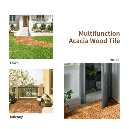 27 Pieces Interlocking Acacia Wood Patio Deck Tile, Natural Decorative Fencing & Flooring at Gallery Canada