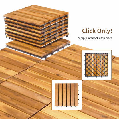 27 Pieces Interlocking Acacia Wood Patio Deck Tile, Natural Decorative Fencing & Flooring at Gallery Canada