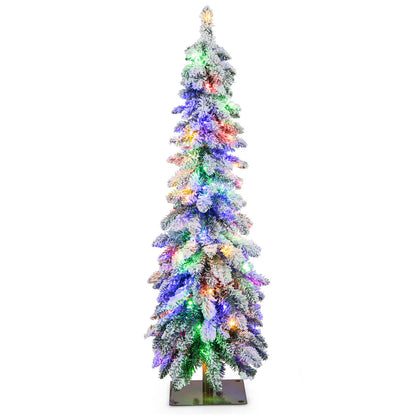 4 Feet Pre-Lit Snow-Flocked Slim Pencil Christmas Tree, White Christmas Tree White at Gallery Canada