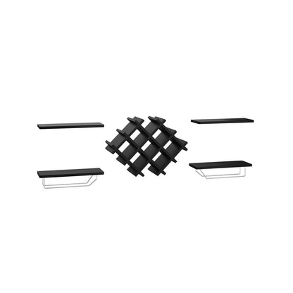 Set of 5 Wall Mount Wine Rack Set w/ Storage Shelves, Black Wine Racks at Gallery Canada