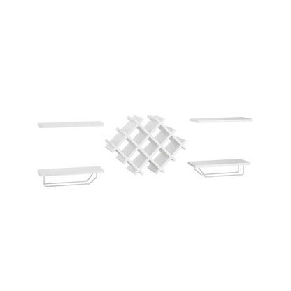 Set of 5 Wall Mount Wine Rack Set w/ Storage Shelves, White Wine Racks at Gallery Canada