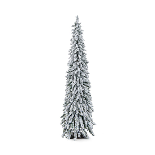 6 Ft Pre-Lit Snow Flocked Artificial Slim Pencil Christmas Tree, White