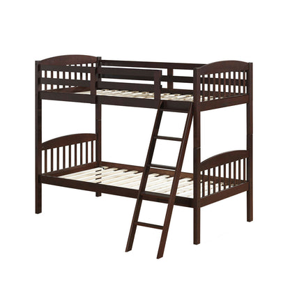 Solid Wood Twin Bunk Bed, Detachable Ladder, Brown Bunk Bed Frame Brown at Gallery Canada