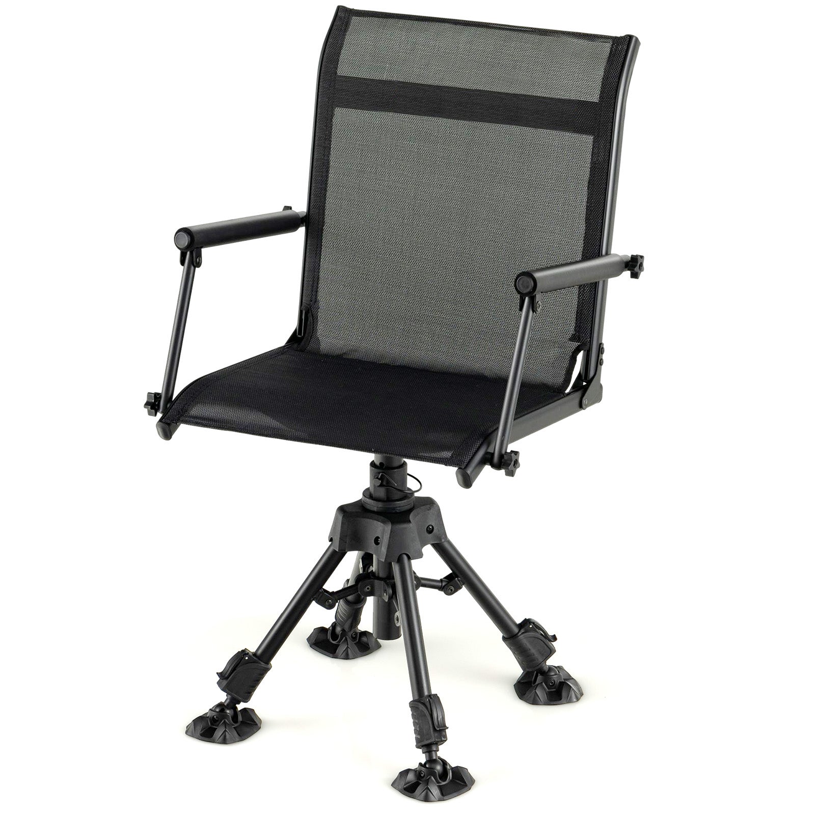 Folding Swivel Patio Chair, 4 Adjustable Leg, Black Camping Furniture at Gallery Canada