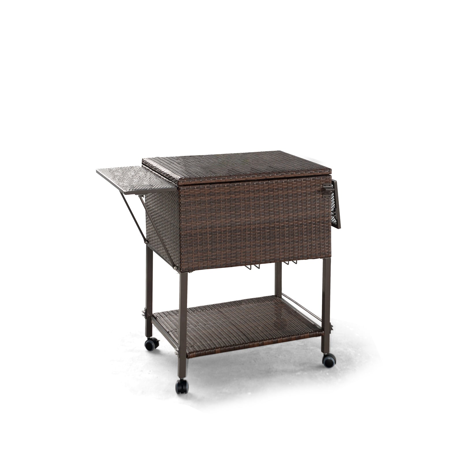 108 Qt Outdoor Portable Rattan Cooler Cart Trolley, Brown Patio Bar Furniture Brown at Gallery Canada