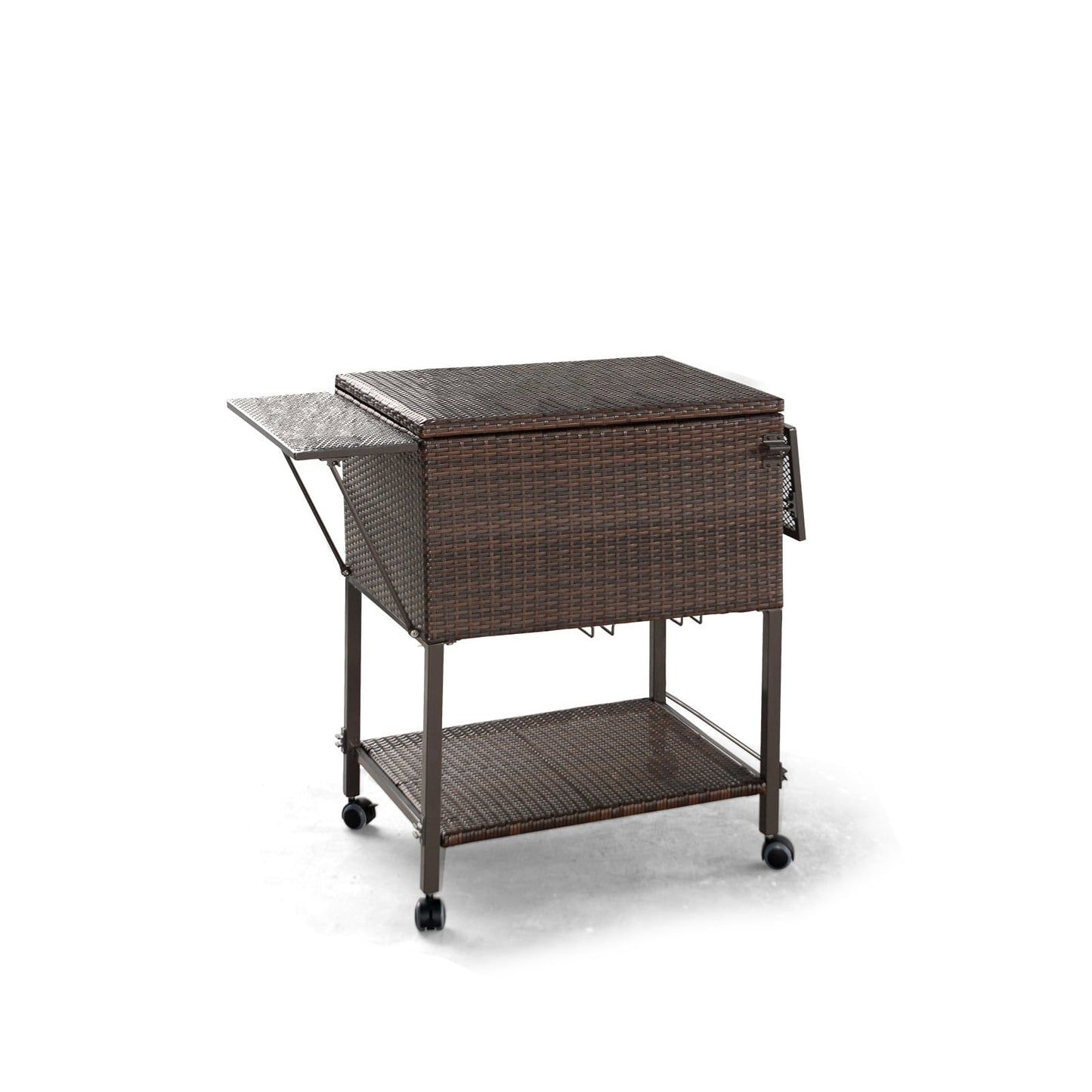 108 Qt Outdoor Portable Rattan Cooler Cart Trolley, Brown Patio Bar Furniture Brown at Gallery Canada