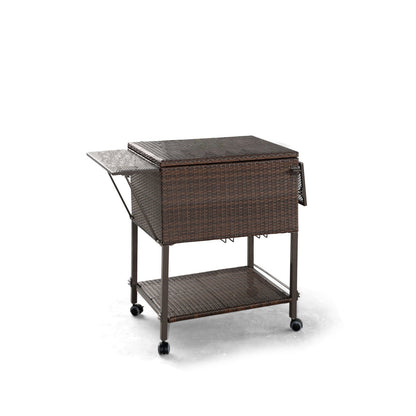 108 Qt Outdoor Portable Rattan Cooler Cart Trolley, Brown Patio Bar Furniture Brown at Gallery Canada
