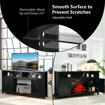 59 Inch TV Stand, Media Console, Barn Door, For 65 Inch TVs, Black Entertainment Centers & TV Stands at Gallery Canada