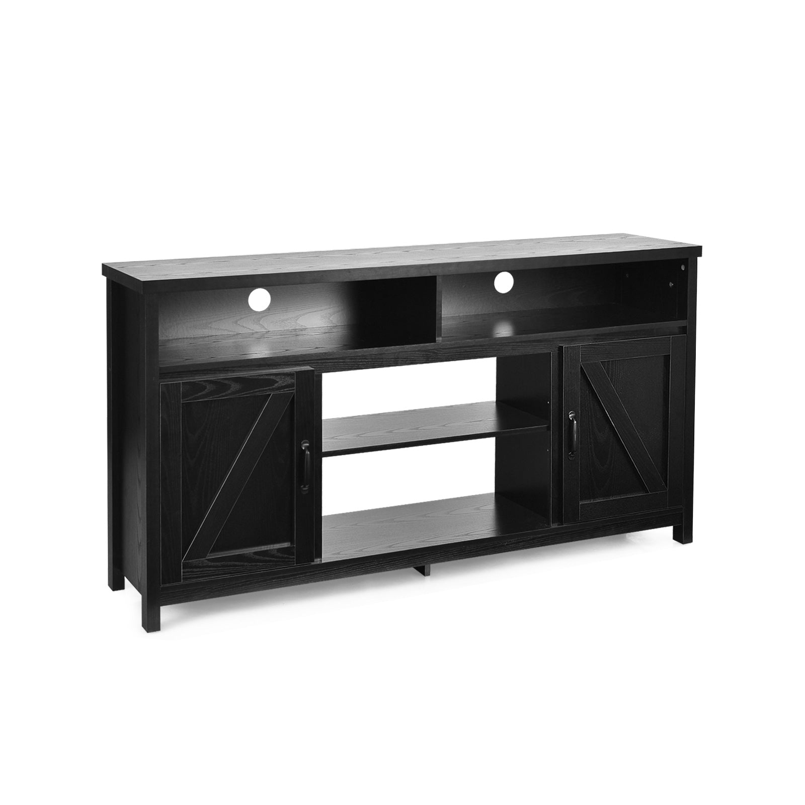 59 Inch TV Stand, Media Console, Barn Door, For 65 Inch TVs, Black Entertainment Centers & TV Stands at Gallery Canada