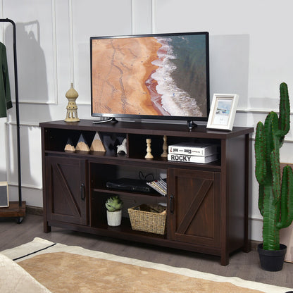 59 Inch TV Stand Media Console Cabinet, Barn Door, Brown Entertainment Centers & TV Stands at Gallery Canada