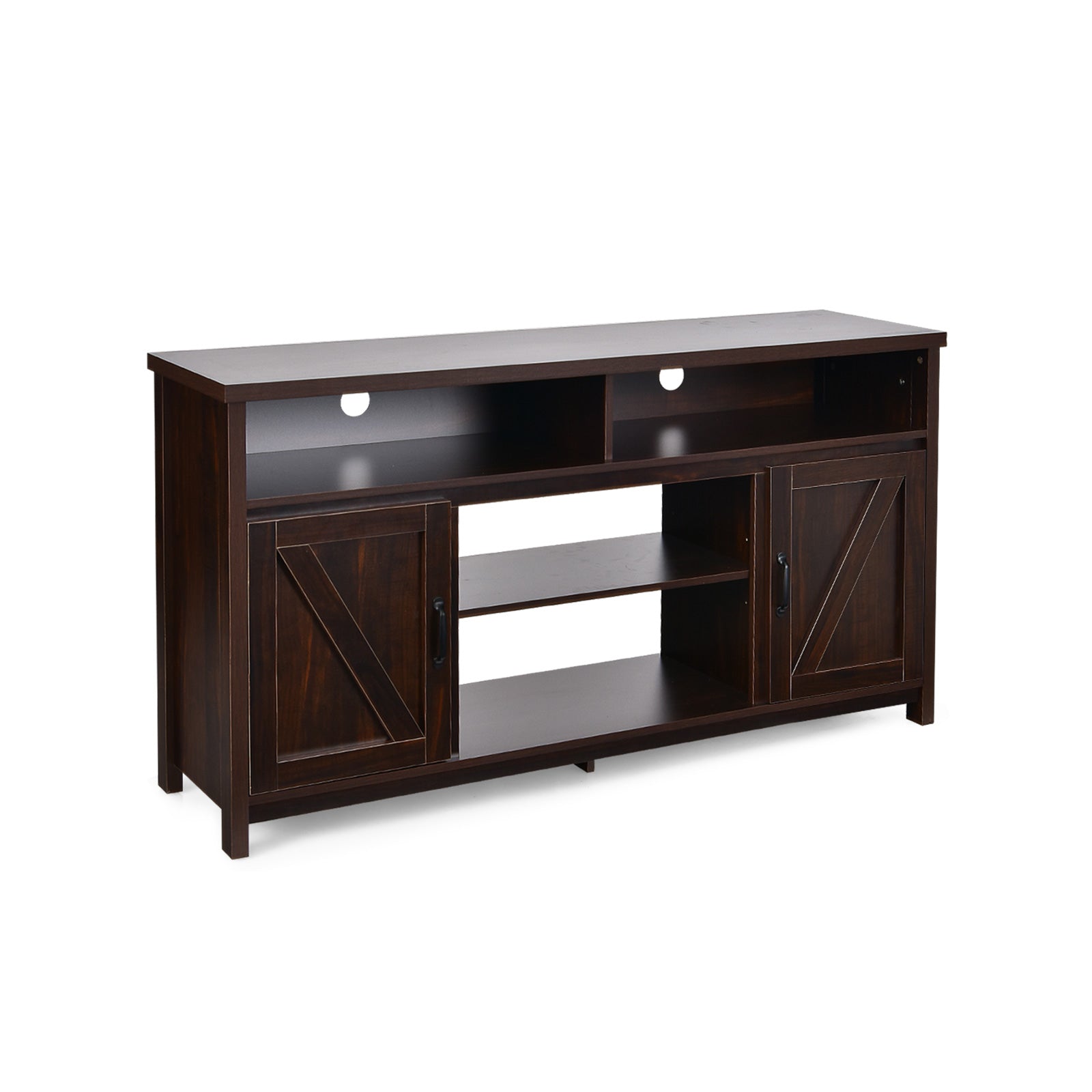 59 Inch TV Stand Media Console Cabinet, Barn Door, Brown Entertainment Centers & TV Stands at Gallery Canada