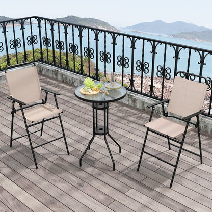 Outdoor Bistro Set, 3 Pieces, 2 Folding Chairs, Beige Patio Conversation Sets at Gallery Canada