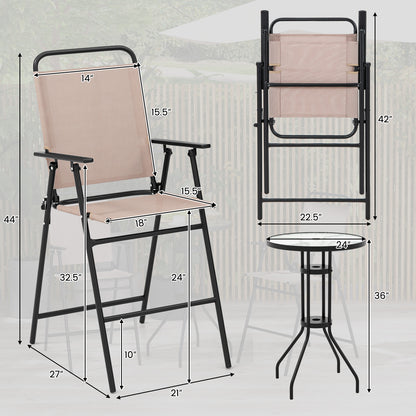 Outdoor Bistro Set, 3 Pieces, 2 Folding Chairs, Beige Patio Conversation Sets at Gallery Canada
