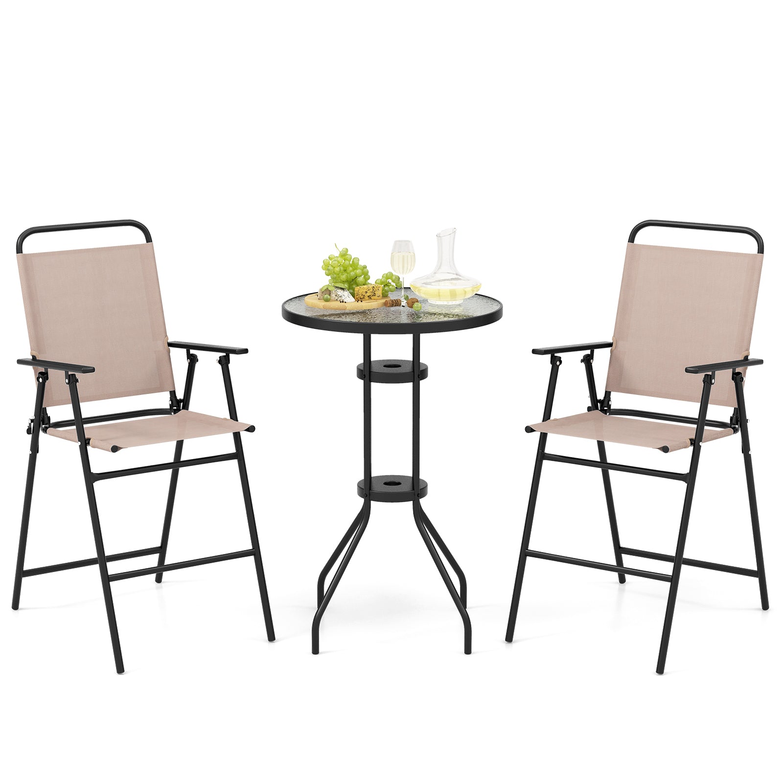 Outdoor Bistro Set, 3 Pieces, 2 Folding Chairs, Beige Patio Conversation Sets at Gallery Canada